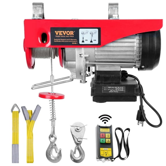 VEVOR Wireless Electric Hoist, 440 lbs 110V Electric Steel Wire Winch with Wireless Remote Control, 40ft Single Cable Lifting Height & Pure Copper Motor, for Garage Warehouse Factory