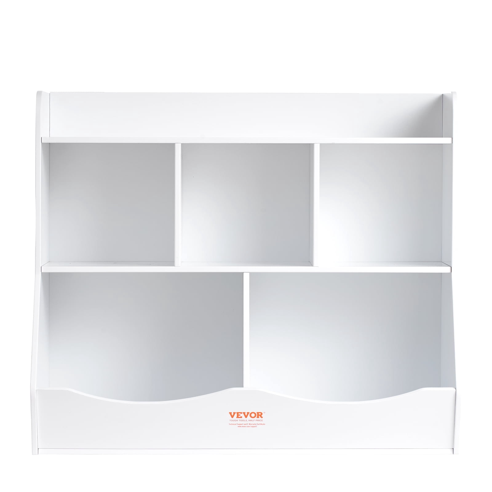 VEVOR Wood Kid Storage Cubby, Toy Storage Organizer with Bookshelf, 5-Cubby Wood Toy Storage Cabinet, Children Book Toy Shelf for Kids Room, Playroom, Kindergarten, Nursery, White
