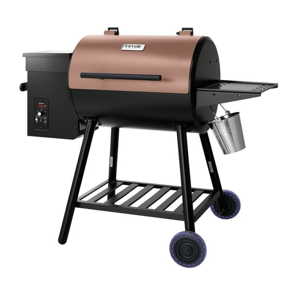 VEVOR Wood Pellet Grill Smoker, 8 in 1 BBQ Grills for Outdoor Cooking, 456 Square Inches Cook Area Electric Grill and Smoker, with Digital Controller, Meat Probe, 500F Max Temperature, Black