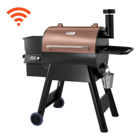 VEVOR Wood Pellet Grill Smoker, 8 in 1 BBQ Grills for Outdoor Cooking, 575 Square Inches Cook Area Electric Smokers, with WiFi-app Control, LCD Screen Controller, Meat Probe, 500F Max Temperature