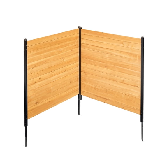VEVOR Wood Privacy Fence, 38" W x 42" L, 2 Panel Solid Air Conditioner Fence Screen, Pool Equipment Enclosure with Metal Stakes, Easy DIY Installation, Outdoor Trash Can Hider for Garden, 1 Pack
