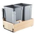 thumbnail image 1 of VEVOR Wood Pullout Trash Can for Kitchen Cabinets, 35 QT x2 Double Under Sink Garbage Waste Recycling Bin, Under Mount Waste Container, with Heavy Duty Metal Soft Close Sliding System and Door Kit, 1 of 9