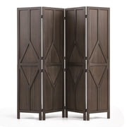 VEVOR Wood Room Divider 4 Panels Wood Folding Privacy Screen Y Pattern, For Room Separation & Home Decor, 67 inches Tall, Solid Frame, 360  Two-Way Hinges, Rustic Wooden Partition with Hardware