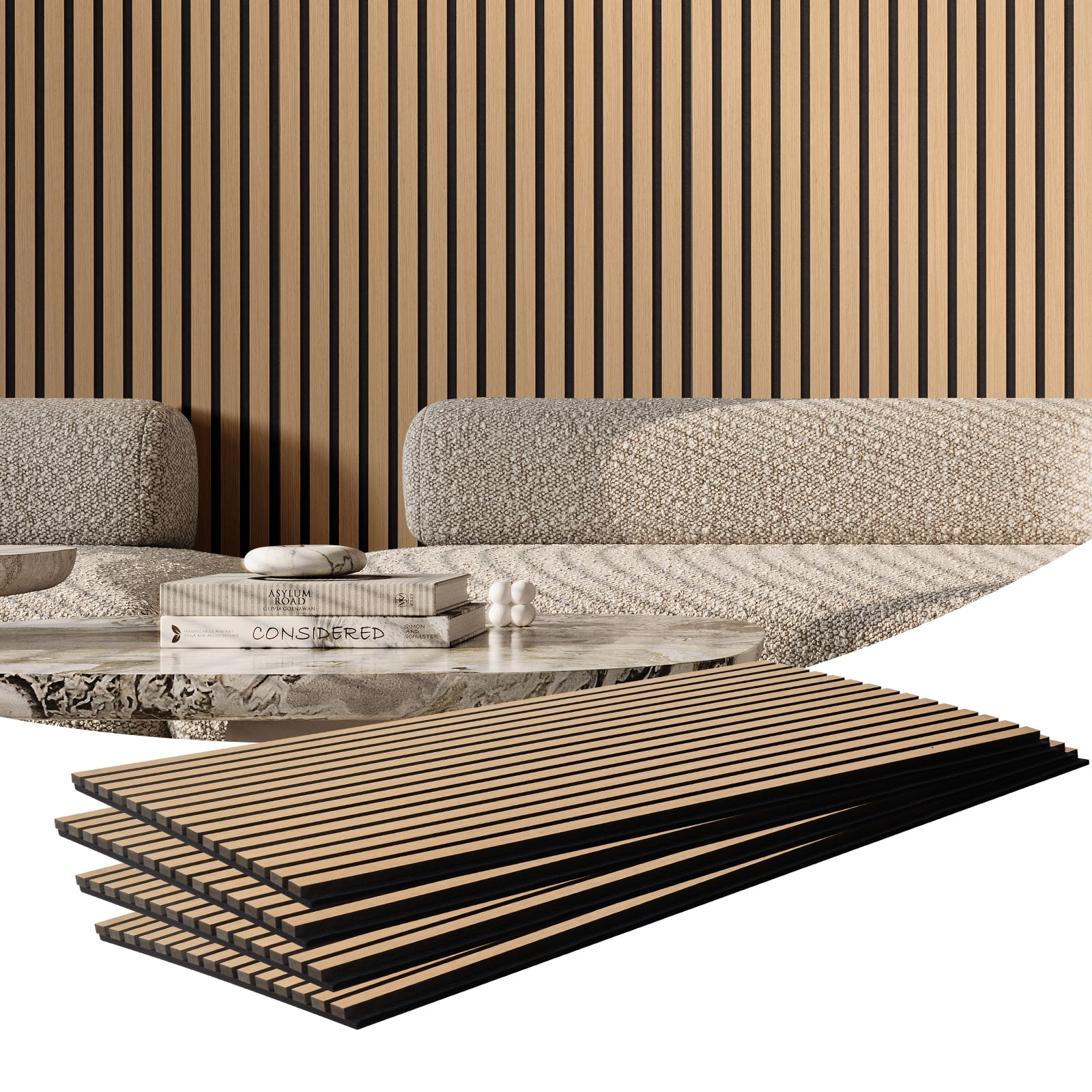 VEVOR Wood Slat Acoustic Panels, 23.6 x 47.2 inch, MDF Accent Wooden Wall Panels for Modern Interior Wall Decor, Faux Wood Wall Board Panels for Noise Reduction, Light Oak