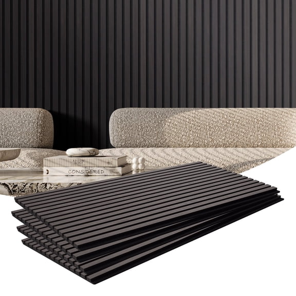 VEVOR Wood Slat Acoustic Panels, 23.6 x 47.2 inch, MDF Accent Wooden Wall Panels for Modern Interior Wall Decor, Faux Wood Wall Board Panels for Noise Reduction, Black Oak