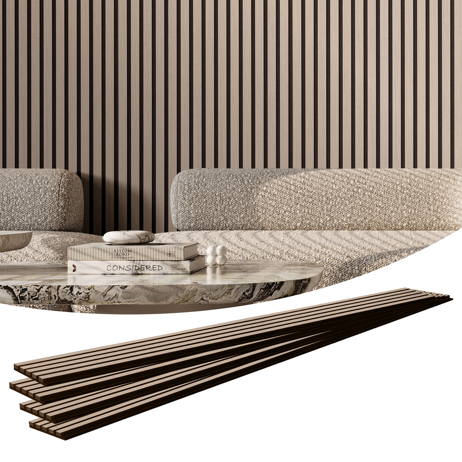 VEVOR Wood Slat Acoustic Panels, 7.9 x 94.5 inch, MDF Accent Wooden Wall Panels for Modern Interior Wall Decor, Faux Wood Wall Board Panels for Noise Reduction, Silver Wood
