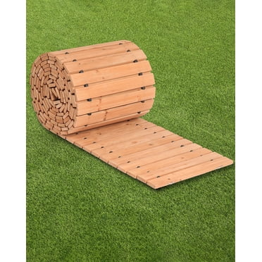VEVOR Wooden Garden Pathway, 24 ft L x 17 in W, Non-Slip Straight Garden Walkway, Roll Out Cedar Outdoor Walkway Path with Wire Rope Connection, Decorative Garden Paver for Backyard Wedding Party