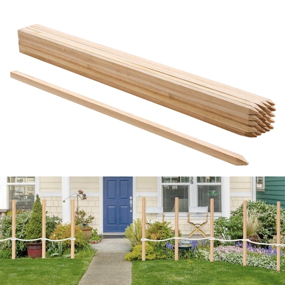 VEVOR Wooden Garden Stakes, 25 Pcs 48x0.75x0.75 in Survey Grading Stakes, Garden Ground Stake with Sharp Point, Fir Wood Plant Support Stake, Sign Posts for Silt Fence Backyard Boundaries Baselines