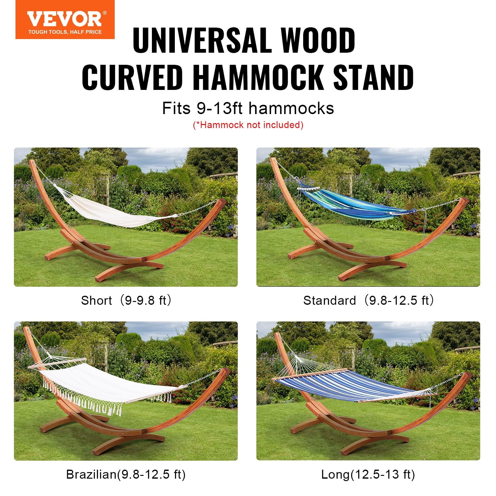 Vevor XXXDCJXXXMZ1Y79IEV0 9-13 ft. 475 lbs Capacity Wooden Hammock