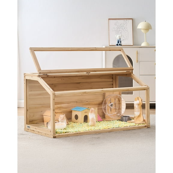 VEVOR Wooden Hamster Cage, 270 Viewing Hamster Habitat, 48 x 20 x 20in, Dwarf Hamster Cages with Openable Top, Ventilated Small Animal Cage, Pet Mouse Cage for Gerbils, Rats, Guinea Pigs, Mice