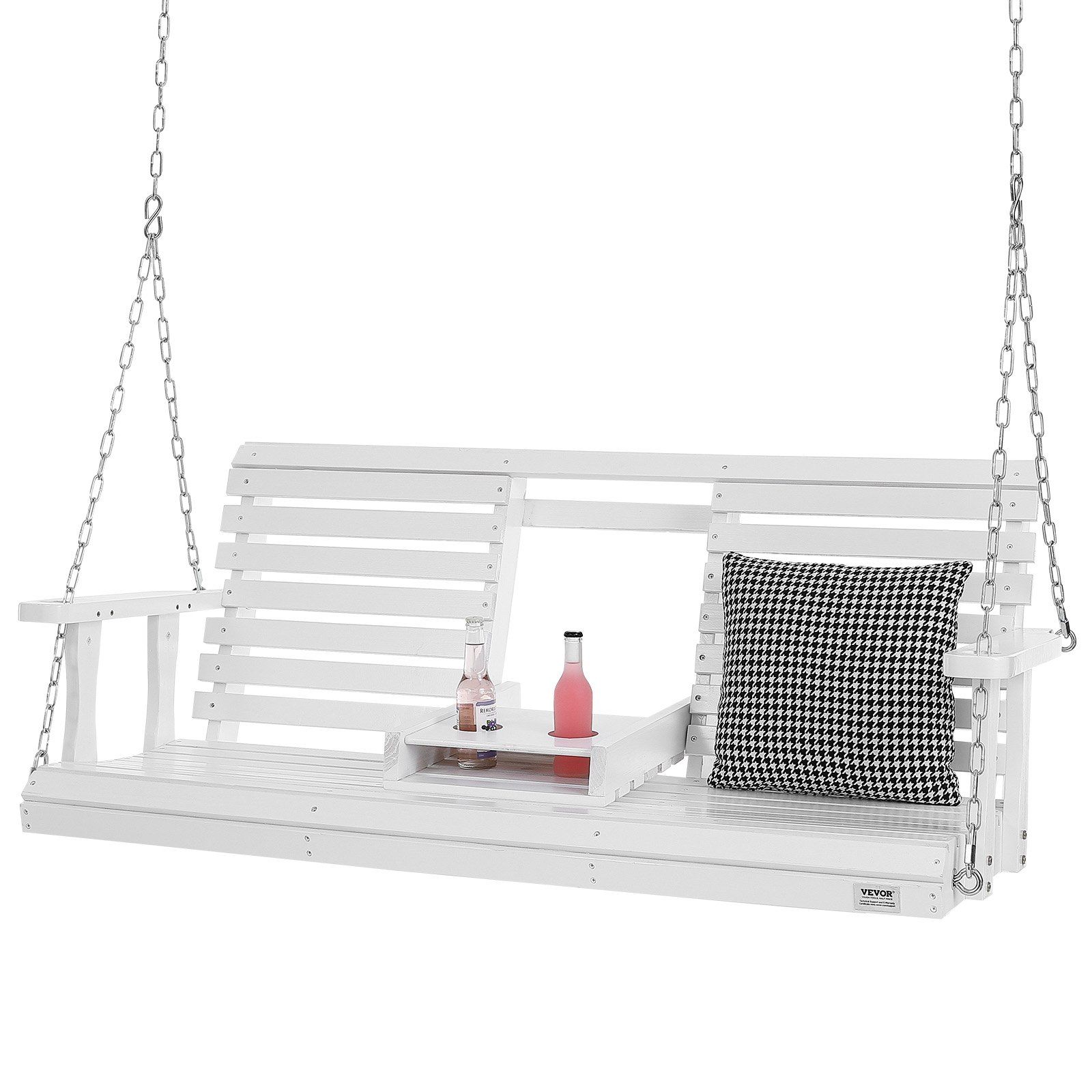 VEVOR Wooden Porch Swing 5 ft, Patio bench swing for Courtyard & Garden ...