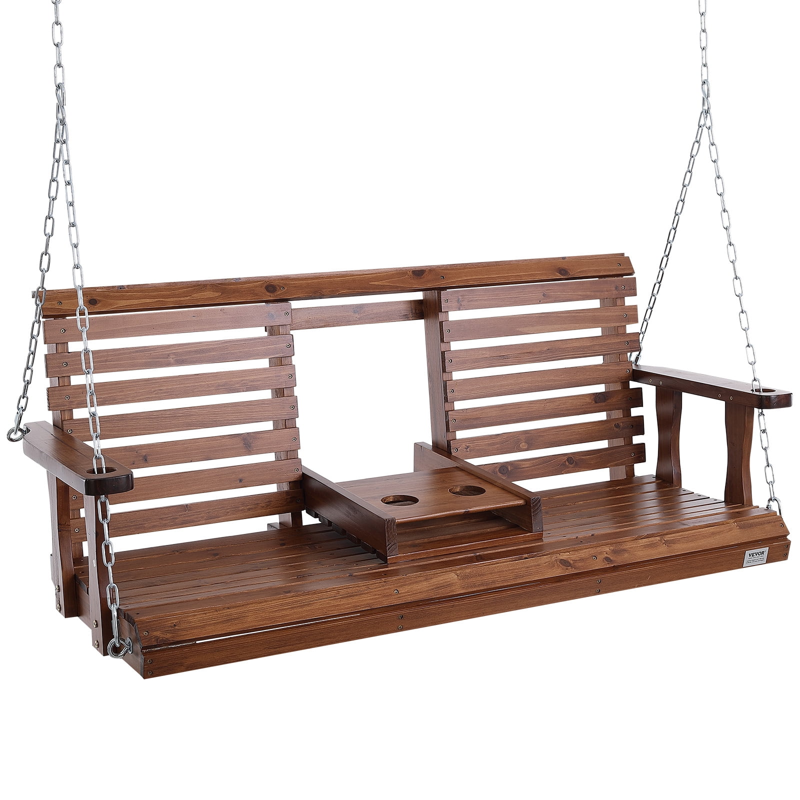 VEVOR, Wooden Porch Swing, 5 ft, Heavy Duty Outdoor Bench Brown ...