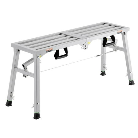 VEVOR Work Platform, 3 Gear Adjustable Height, Folding Alloy Steel Step Ladder, Portable Scaffolding Platform, 400 lb Load Capacity,Non-Slip Rubber Feet, Drywall Painting Stool,for Cleaning &Washing