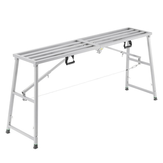 VEVOR Work Platform, 4 Gear Adjustable Height, Folding Alloy Steel Step Ladder, Portable Scaffolding Platform, 880 lb Load Capacity,Non-Slip Rubber Feet, Drywall Painting Stool,Cleaning & Washing