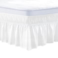 thumbnail image 1 of VEVOR Wrap Around Bed Skirt, 15 in Drop, White Dust Ruffle Queen Size, Bedskirt with Elastic Strap, Machine Washable,  Queen Size, 1 of 9