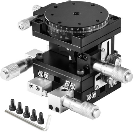 VEVOR XYZR Linear Stage 4 Axles 60 x 90 mm Trimming Platform, Bearing Tuning Platform Sliding Table, XYZR 4 Directions Manual Linear Stage for Optical Instruments, Measuring Devices, Semiconductor