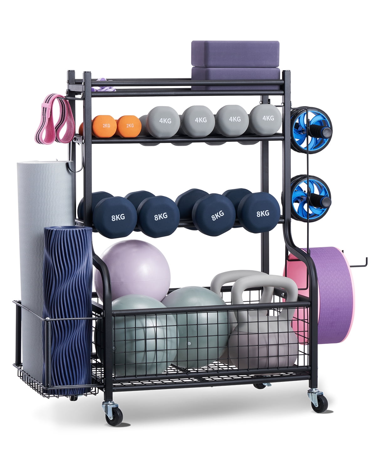 Powerlifting Rack Mat VEVOR Yoga Mat Storage Rack, Powder Coated Finish Steel Yoga Mat Holder ...