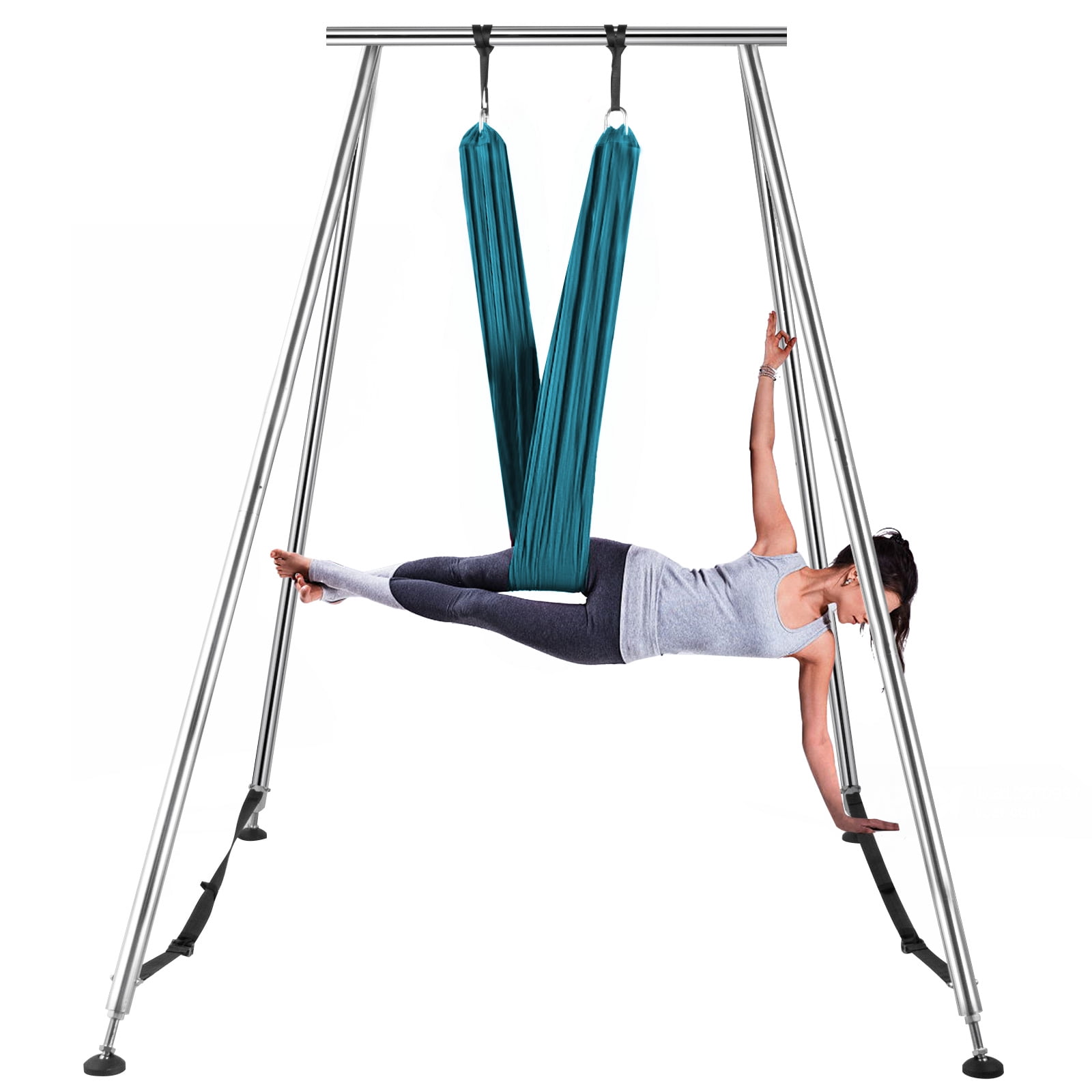 VEVOR Yoga Sling Inversion, 68lbs Inversion Yoga Swing Stand, 551lbs/250kg Aerial  Yoga Frame with 236in/6m Yoga Swing Inversion Sling Body Bundle Safety  Belts (Red, 19.6ft) 