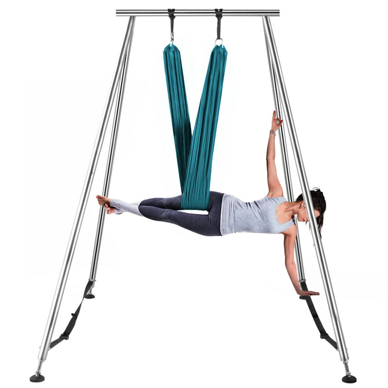 VEVOR Yoga Sling Inversion, 68lbs Inversion Yoga Swing Stand, 551lbs/250kg  Aerial Yoga Frame with 236in/6m Yoga Swing Inversion Sling Body Bundle  Safety Belts (Green, 19.6ft) 