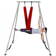 VEVOR Yoga Sling Inversion, 68lbs Inversion Yoga Swing Stand, 551lbs/250kg Aerial Yoga Frame with 236in/6m Yoga Swing Inversion Sling Body Bundle Safety Belts (Red, 19.6ft)