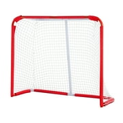VEVOR Youth Street Hockey Net, Indoor Outdoor Steel Hockey Goal, Portable Lightweight Youth Street + Roller for Kids, Junior Hockey Training Goal Set with Net, Easy Assemble, 54" x 44", White/Red