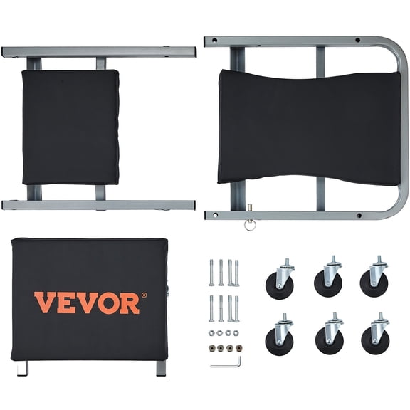 VEVOR Z-Creeper Seat, 2 in 1 Rolling Folding Car Creeper/Stool, 300 lbs Capacity Mechanic Creeper, Low Profile Creeper with 6 pcs Wheels for Garage, Shop, Auto Repair, Lay Down or Sit, Black