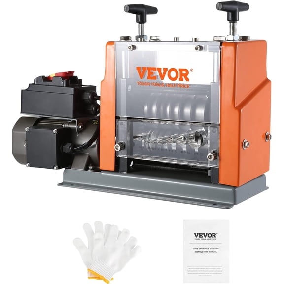 VEVOR electric Wire Stripping Machine, 0.06''-0.98'' Automatic Wire Stripper Machine, 60 W, Wire Strip with Visible Stripping Depth Reference, 6 Round & 1 Flat Channels electric Wire Stripper
