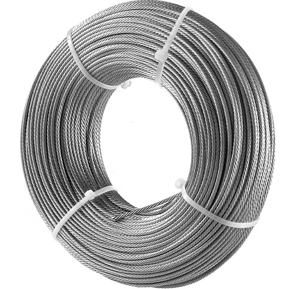 VEVORbrand 1/8" x 100ft Wire Rope Cable, Stainless Steel Rope, 7x7 Steel Wire Cable Rope 316 Marine Grade