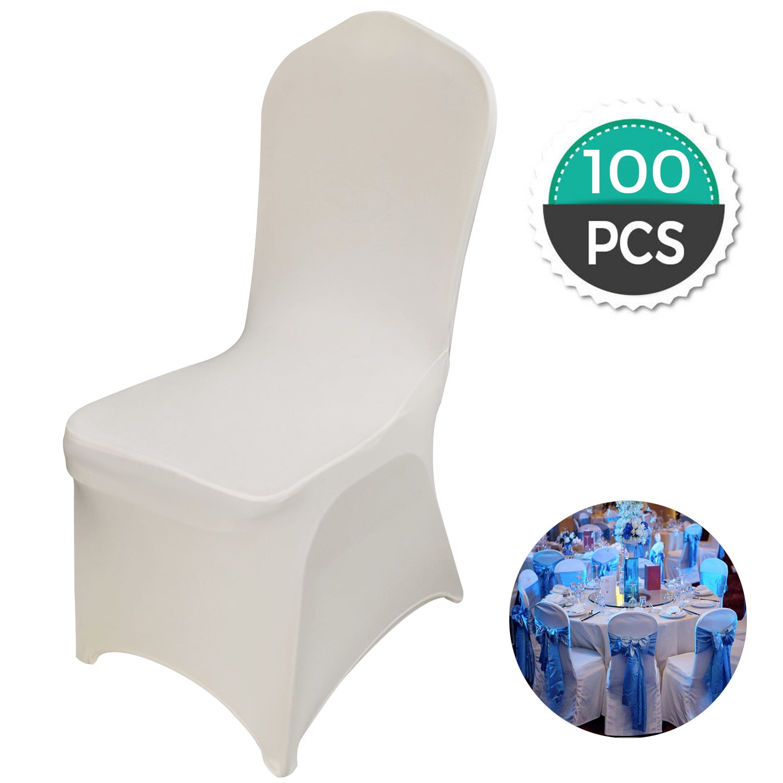 VEVORbrand 100 PCS Spandex Polyester Chair Cover for Wedding Party Dining  Banquet Chair, Ivory