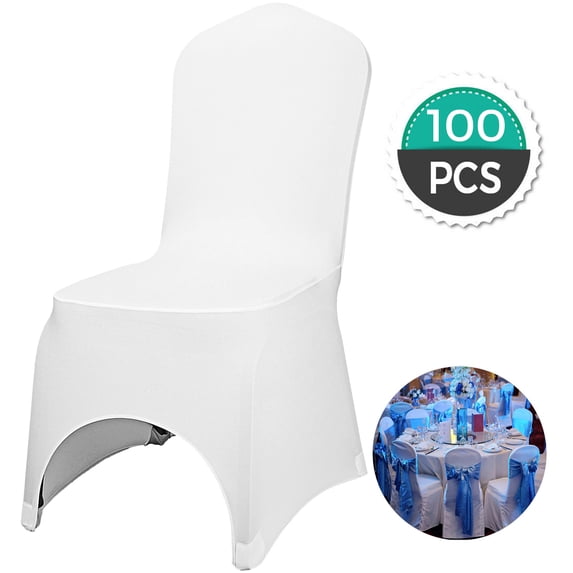 VEVORbrand 100 PCS White Chair Covers Spandex Chair Covers for Arched Front Universial Stretch Chair Covers for Wedding Banquet Party Event