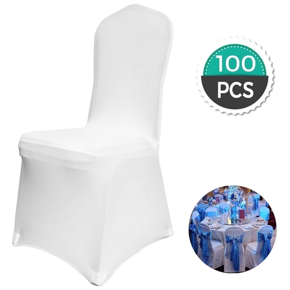 VEVORbrand 100 PCS White Chair Covers Spandex Chair Covers for Wedding Party Banquet Event Chair Cover Universal Stretch Chair Covers