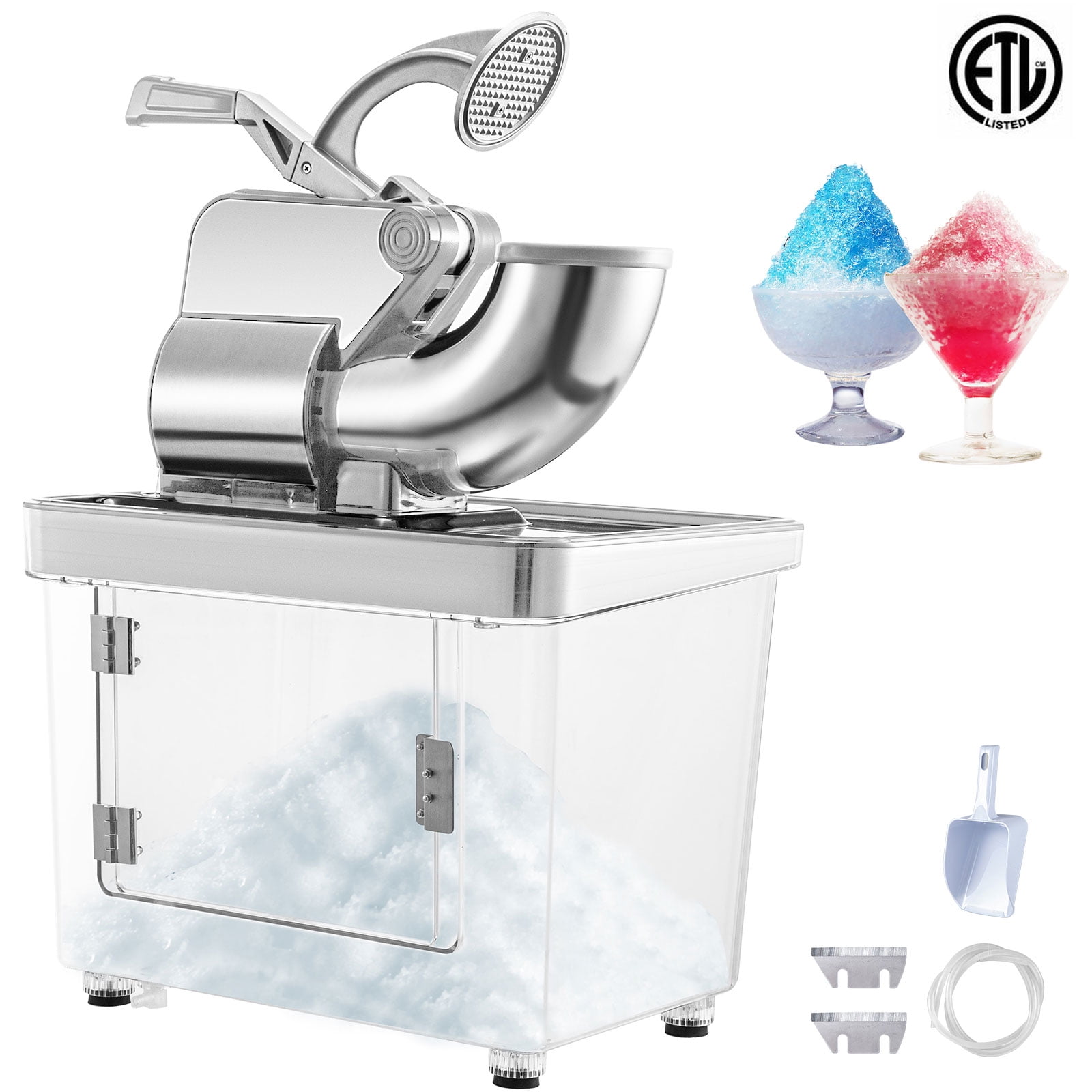 Ice Crusher Prevent Splash Electric Double Blades Snow Cone Maker 2200RPM  Shaved Ice Machine Home And Commercial Ice Crushers