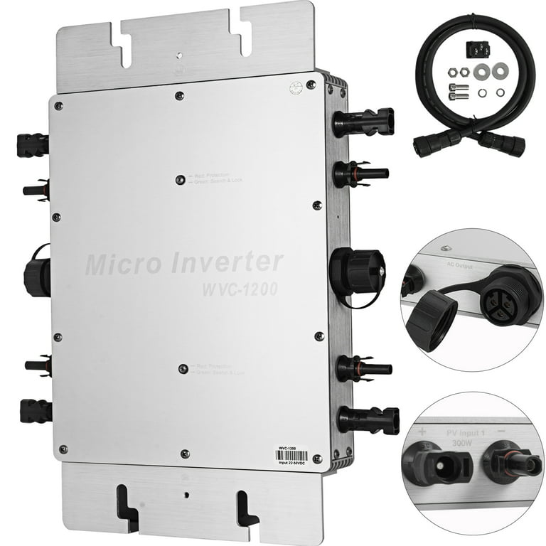 VEVORbrand 1200W MPPT Waterproof Solar Grid Tie Inverter DC to AC 110V Micro  Inverter 
