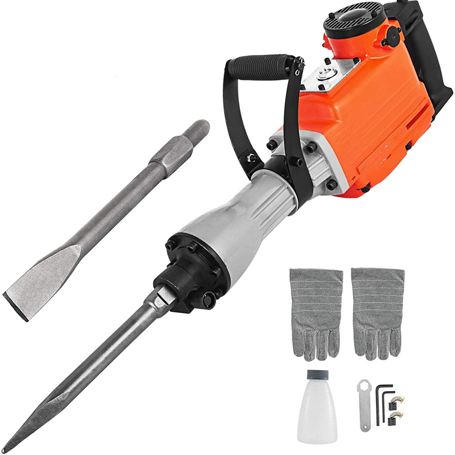 2200W Demolition Electric Jack Hammer Concrete Breaker Power Hammer, Heavy  Duty Concrete Breaker Demolition Drills with Flat Chisel, Bull Point