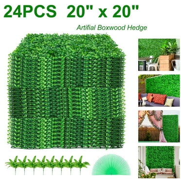 BENTISMbrand 24 PCS 20"x20" Artificial Boxwood Panels, Boxwood Hedge Wall Panels, Artificial Grass Backdrop Wall 1.6", Privacy Hedge Screen UV Protected for Outdoor Indoor Garden Fence Backyard