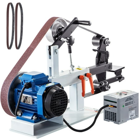VEVORbrand 2Hp Belt Grinder Variable Speed 2” X 82“ Belt Disc Sander with 3 Grinding Wheel Bench Sander 12“ Wheel and Flat Platen Tool Rest