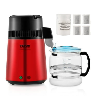 VEVORbrand 4L Water Distiller Pure Water Distiller with Dual Temperature Displays, 750W Distilled Water Machine, Water Distillers for Home Countertop with Glass Container, Silver