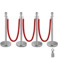 thumbnail image 1 of VEVORbrand 4Pack Silver Stanchion Posts Queue Red Velvet Rope 38inch Rope Barriers Crowd Control Barriers Queue Line  for Patrty School Hotel Supplies, 1 of 10
