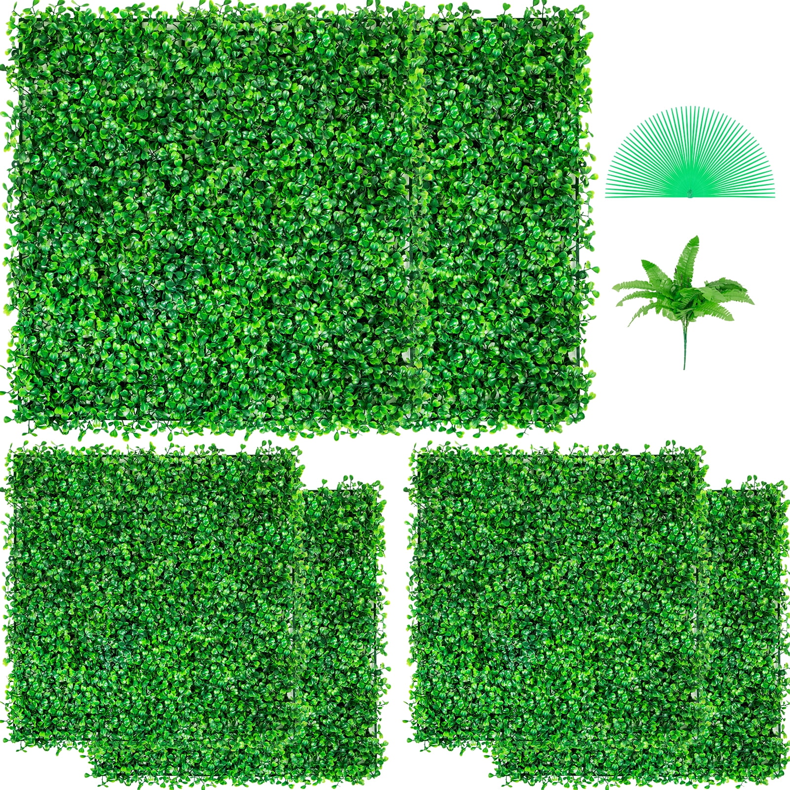 VEVOR Artificial Boxwood Panels Hedge Wall Grass Backdrop, PE Material, 20" x 20" x 1.6", Green, (6 Pack)