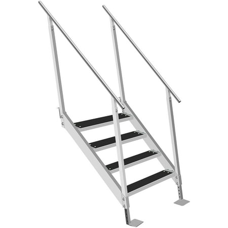 VEVORbrand Boat Ladder 4-Step, Aluminum Dock Ladder with Wide Step, Removable Dock Stairs w/Handrails, Welded Boarding Dock Ladder, Stainless Steel Mounting Hardware
