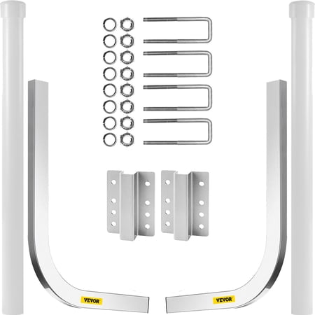 VEVORbrand Boat Trailer Guide-on, 60", Galvanized Steel Trailer Post Guide on, with 2PCS White PVC Tube Covers & Complete Mounting Accessories, for Ski Boat, Fishing Boat or Sailboat Trailer