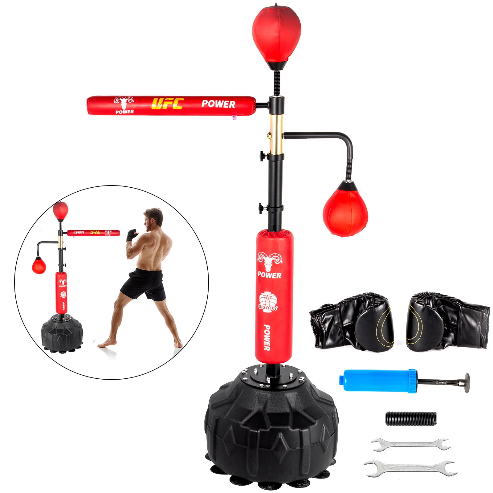 VEVOR Boxing Speed Trainer, Rapid-Reflex Boxing Reflex Bar, Training Ball  with Gloves, Solid Speed Punching Bag Free Standing, Adjustable Height for
