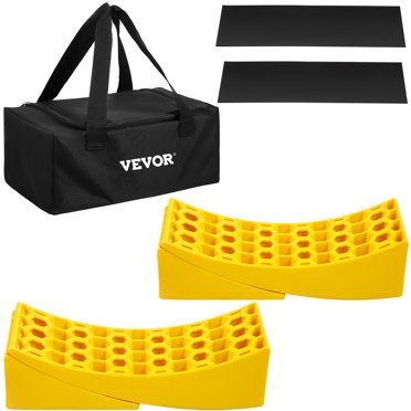 BLVD Camper Leveler Kit - 2 Curved RV Leveling Blocks With Wheel Chocks