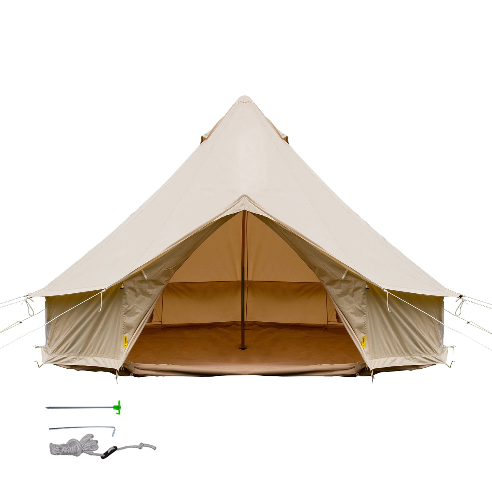 VEVORbrand Canvas Bell Tent 9.84ft Cotton Canvas Tent with Wall Stove