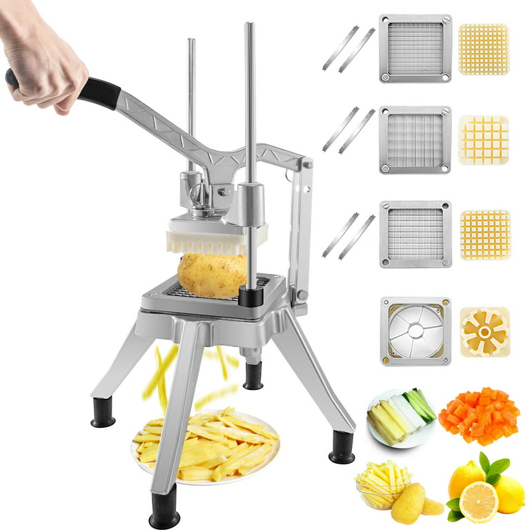 VEVORbrand Commercial Chopper with 4 Replacement Blades Commercial  Vegetable Chopper Stainless Steel French Fry Cutter Potato Dicer & Slicer