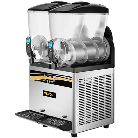 VEVORbrand Commercial Slushy Machine, 30 Liter Double Tank 110V 700W Stainless Steel Margarita Frozen Drink With Powerful Compressor Efficient Cooling, Silver
