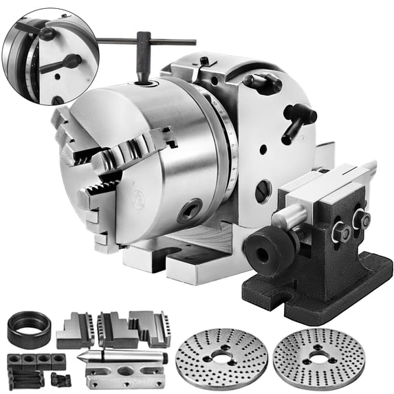 VEVOR BS‑0 Dividing Head Set / Semi‑Universal Dividing Head 5‑inch;Cast Iron/Metal Construction;3‑Jaw Chuck