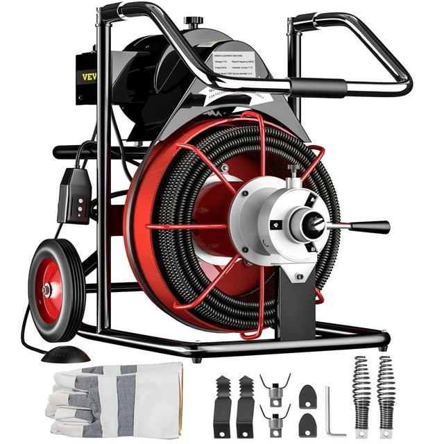 VEVORbrand Drain Cleaner Machine 100 ft x 1/2 in Drain Cleaning Machines 550W Electric Drain Auger 1700 r/min for 2" to 4" Pipes Electric Drain Snake Sewer Snake Drill