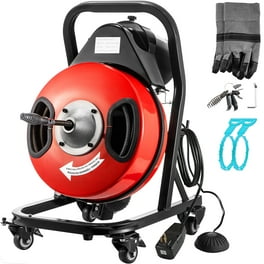 BENTISM Drain Cleaner 50\'-100\' Drain Cleaning Machine Snake Sewer Clean  w/ Cutters[50ft x 3/8in Light(open type)]