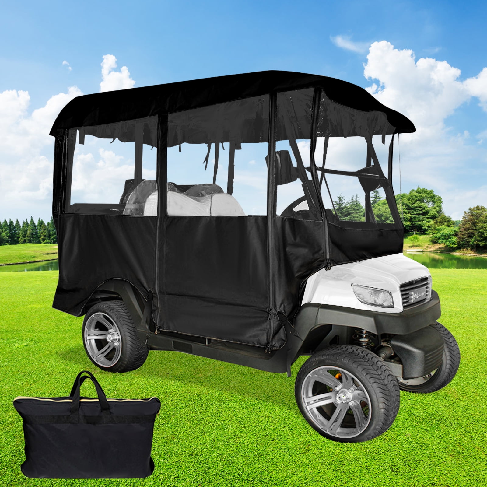 VEVORbrand Golf Cart Enclosure 86.6"L, 4 Person Golf Cart Cover, 300D  Waterproof Driving Enclosure Fits for EZ Go Club Car Yamaha Golf Carts -  Walmart.com
